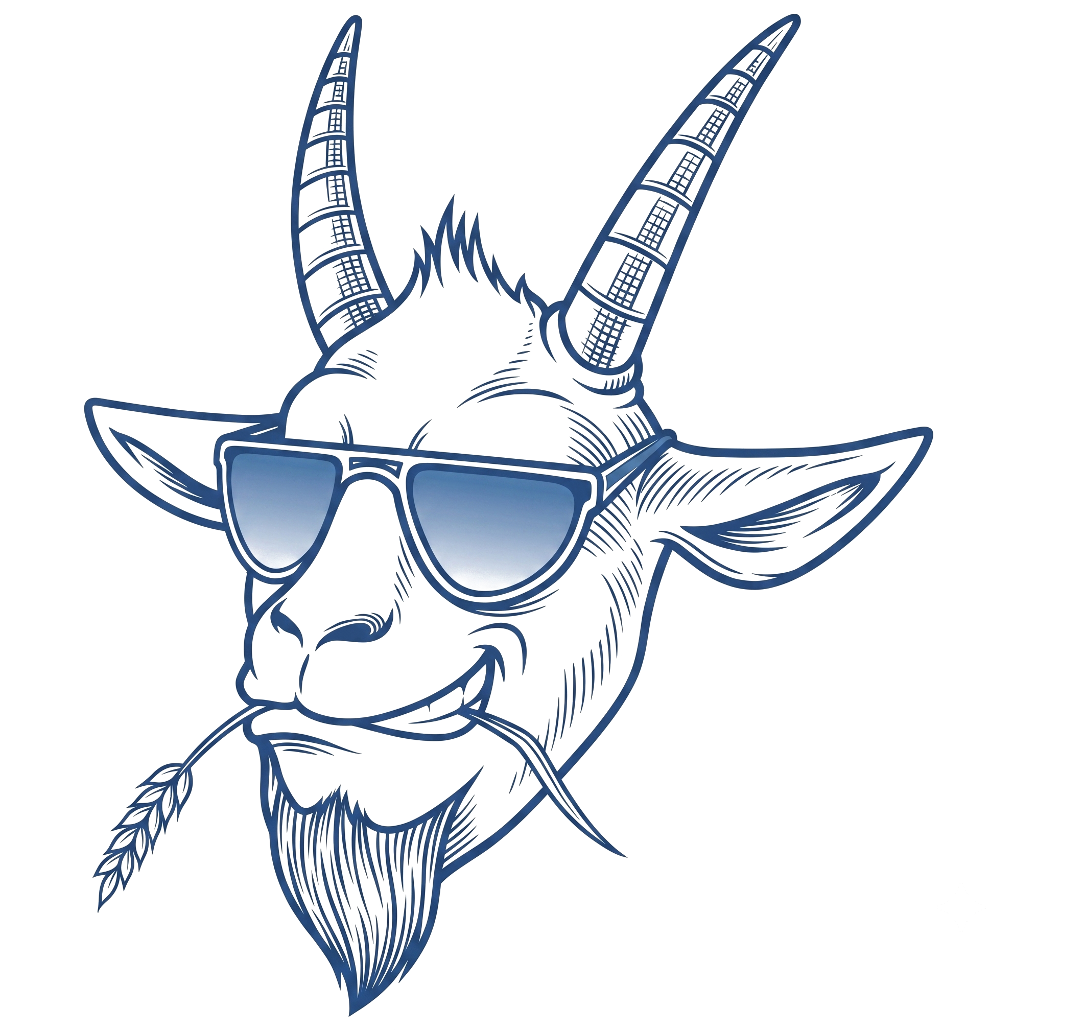 GOAT'eez mascot — a goat in aviator sunglasses with a cigar